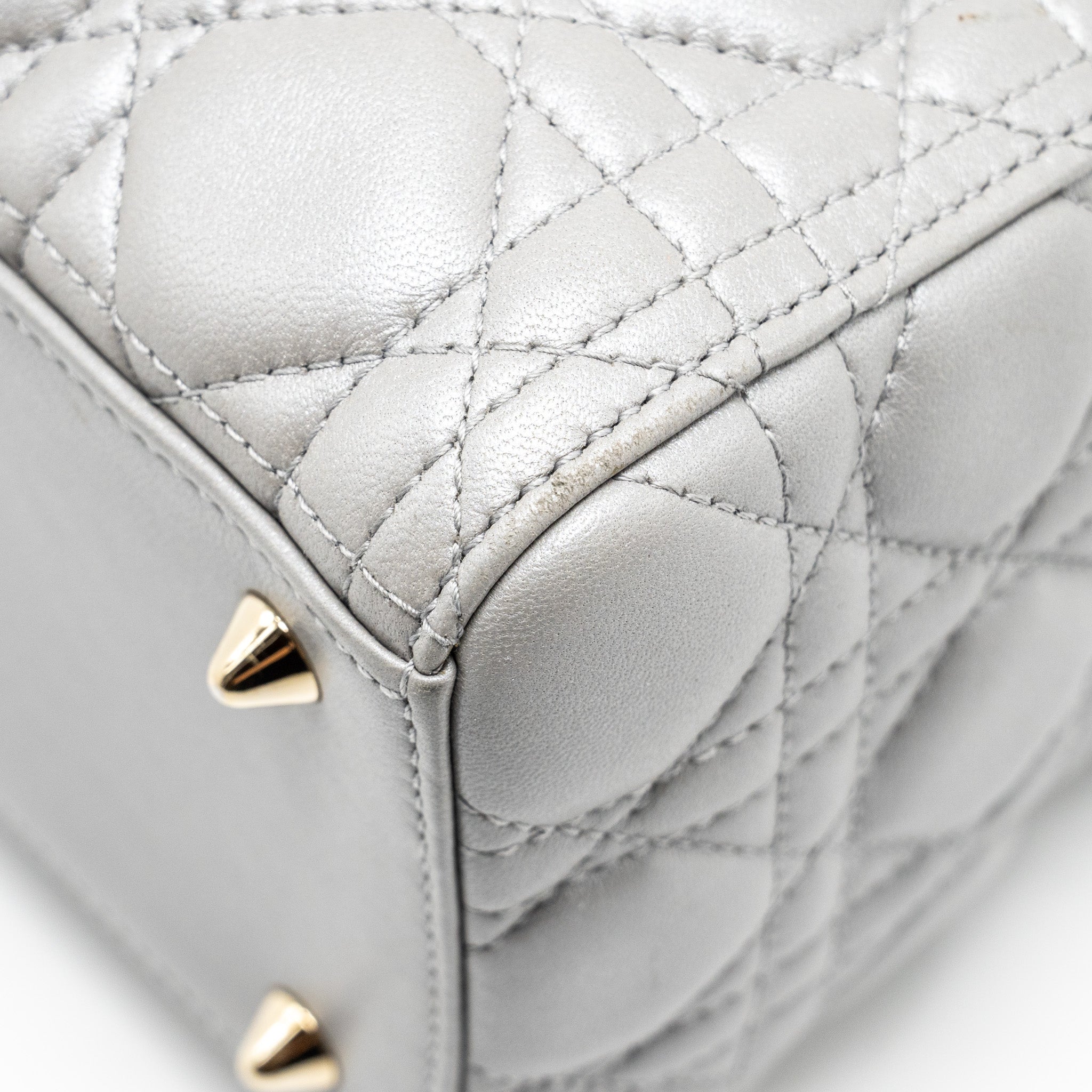 DIOR MEDIUM LADY DIOR LAMBSKIN GREY GHW