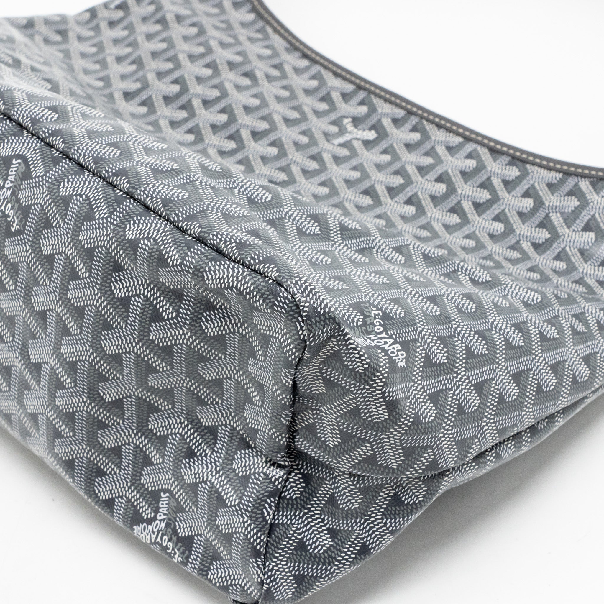 GOYARD BOHEME HOBO PM BAG GOYARDINE CANVAS/CALFSKIN GRIS SHW