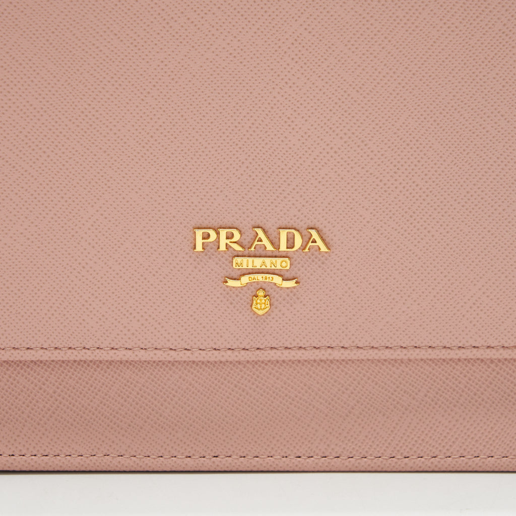 PRADA PORTAF SAFFIANO METAL ORO ORCHIDEA BAG