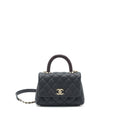 CHANEL COCO HANDLE EXTRA MINI BLACK EMBOSSED HANDLE LGHW