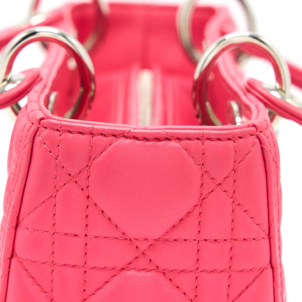 DIOR MEDIUM LADY DIOR LAMBSKIN PINK SHW