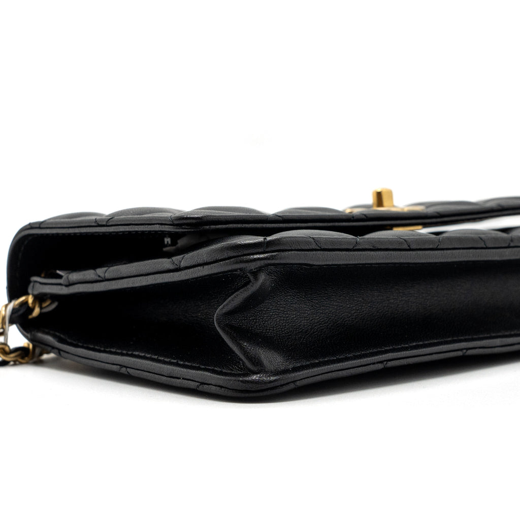 CHANEL 23K PEARL CRUSH WALLET ON CHAIN LAMBSKIN BLACK GHW (MICROCHIP)