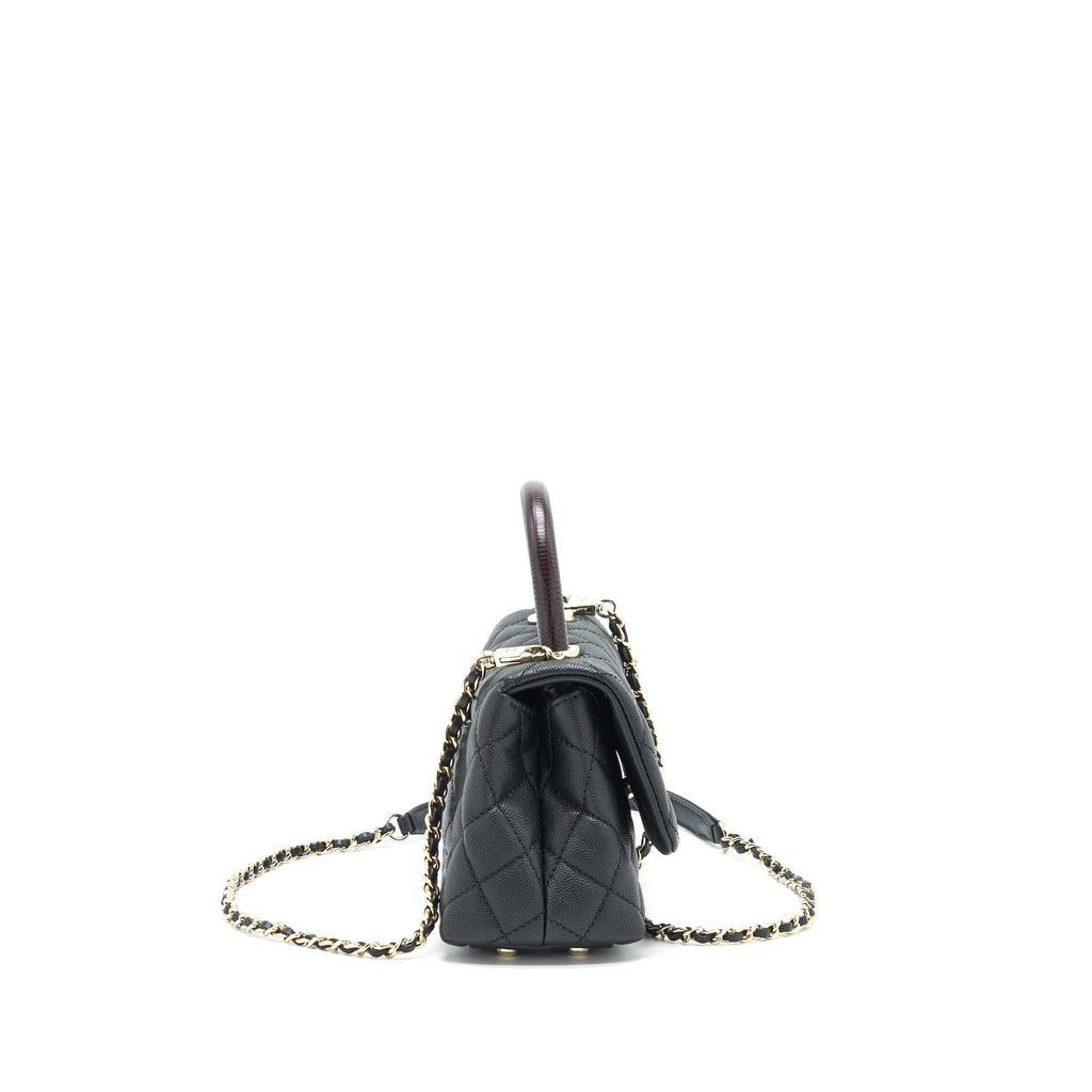CHANEL COCO HANDLE EXTRA MINI BLACK EMBOSSED HANDLE LGHW