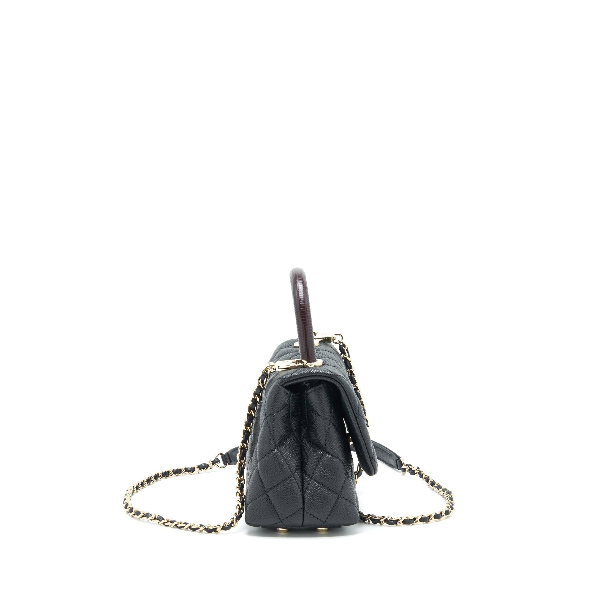 CHANEL COCO HANDLE EXTRA MINI BLACK EMBOSSED HANDLE LGHW