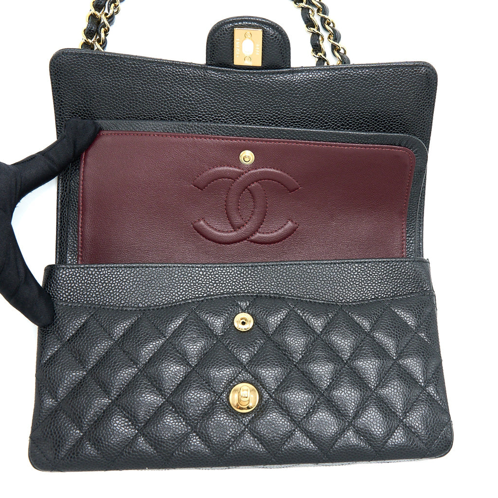 CHANEL MEDIUM CLASSIC FLAP BAG CAVIAR BLACK GHW