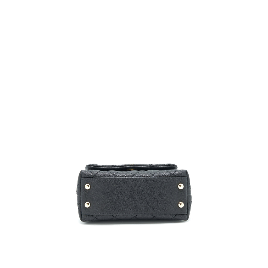 CHANEL COCO HANDLE EXTRA MINI BLACK EMBOSSED HANDLE LGHW