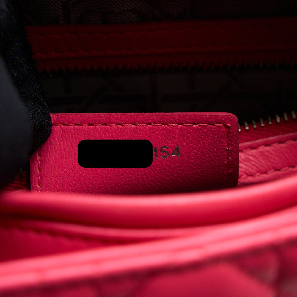 DIOR MEDIUM LADY DIOR LAMBSKIN PINK SHW