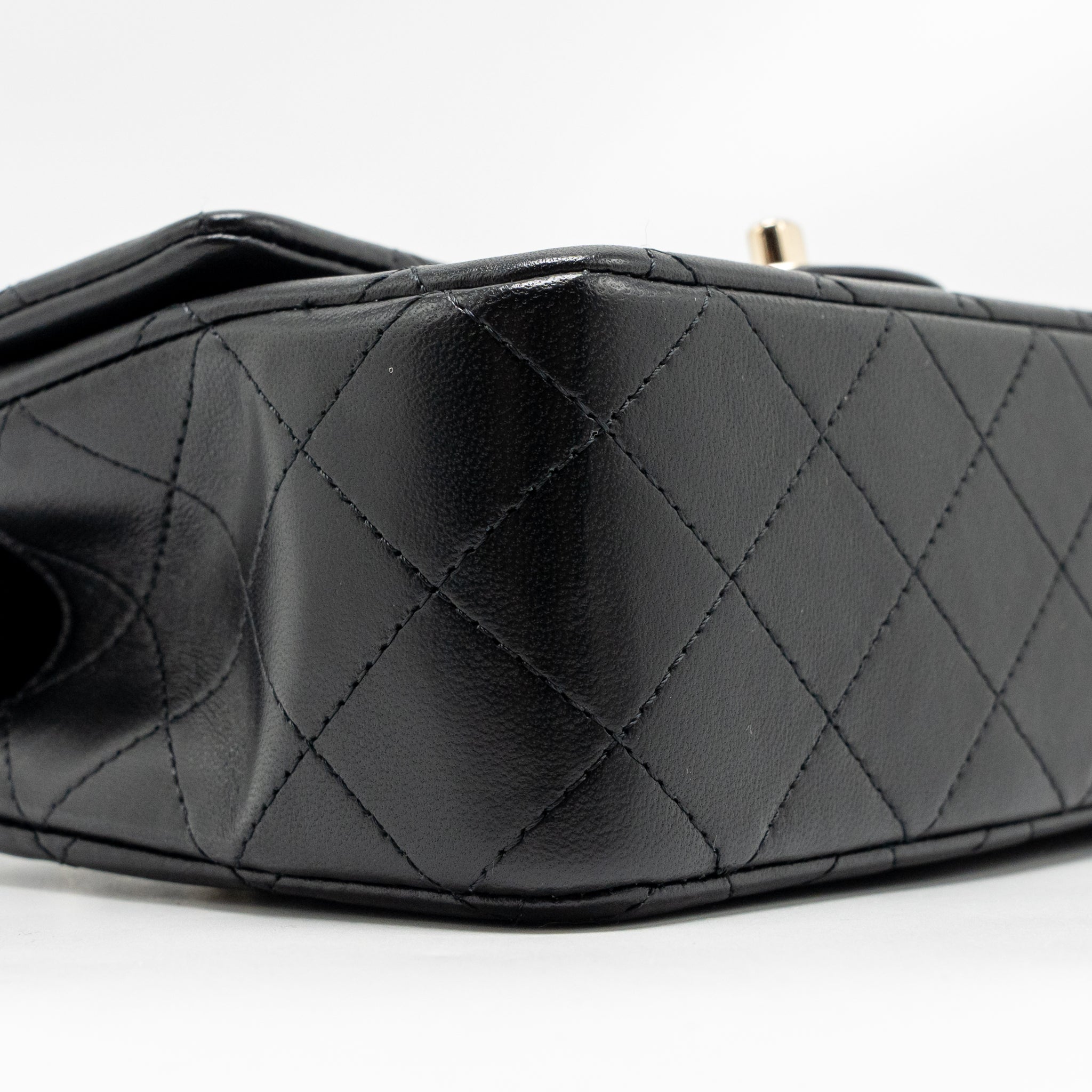 CHANEL TOP HANDLE MINI RECTANGULAR FLAP BAG LAMBSKIN BLACK LGHW (MICROCHIP)