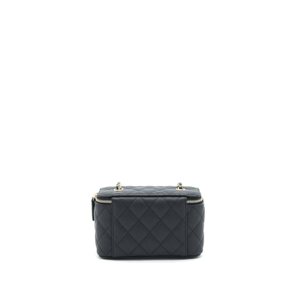CHANEL SMALL LONG VANITY WITH CHAIN CAVIAR  BLACK LGHW