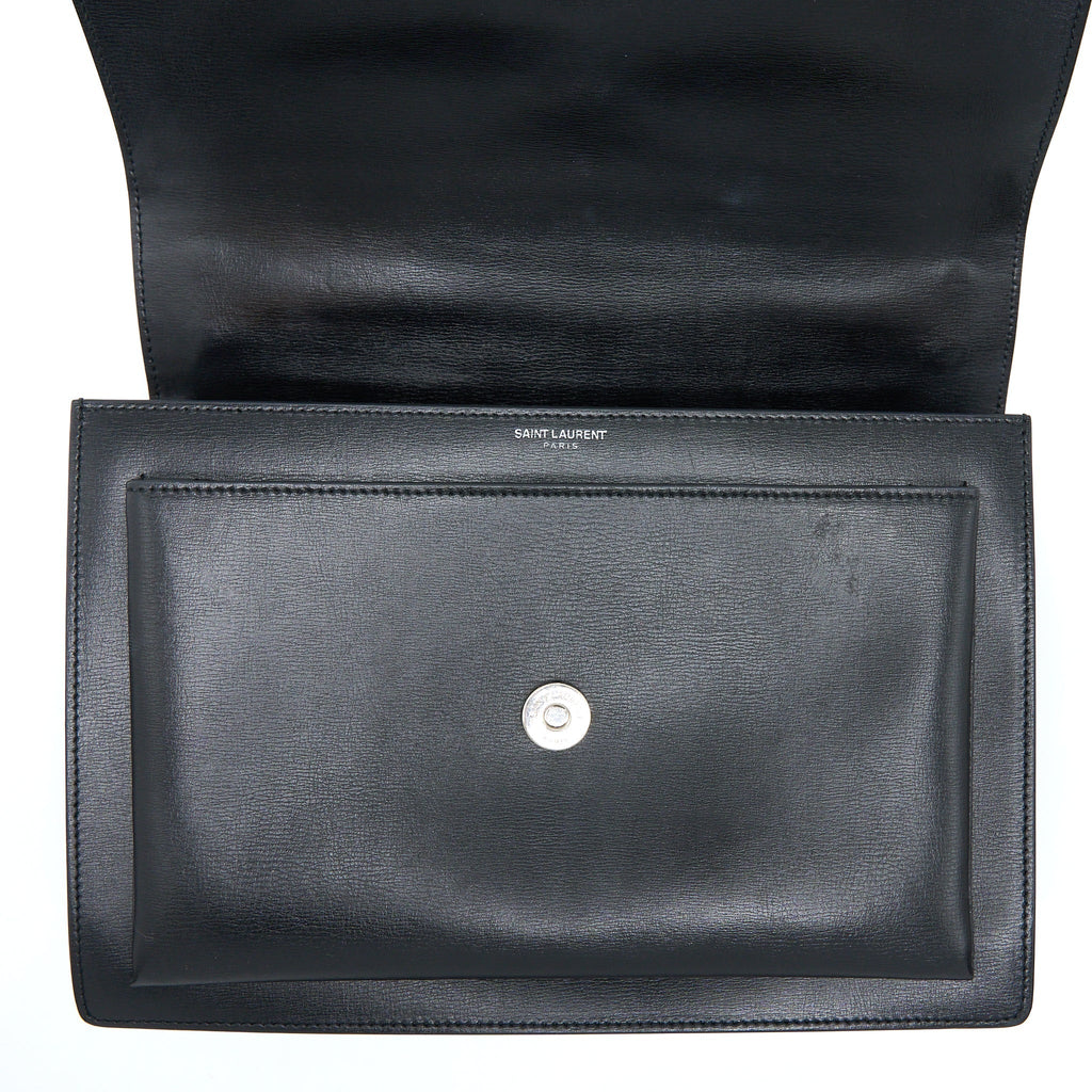 SAINT LAURENT/YSL SUNSET LARGE CHAIN BAG CALFSKIN BLACK SHW