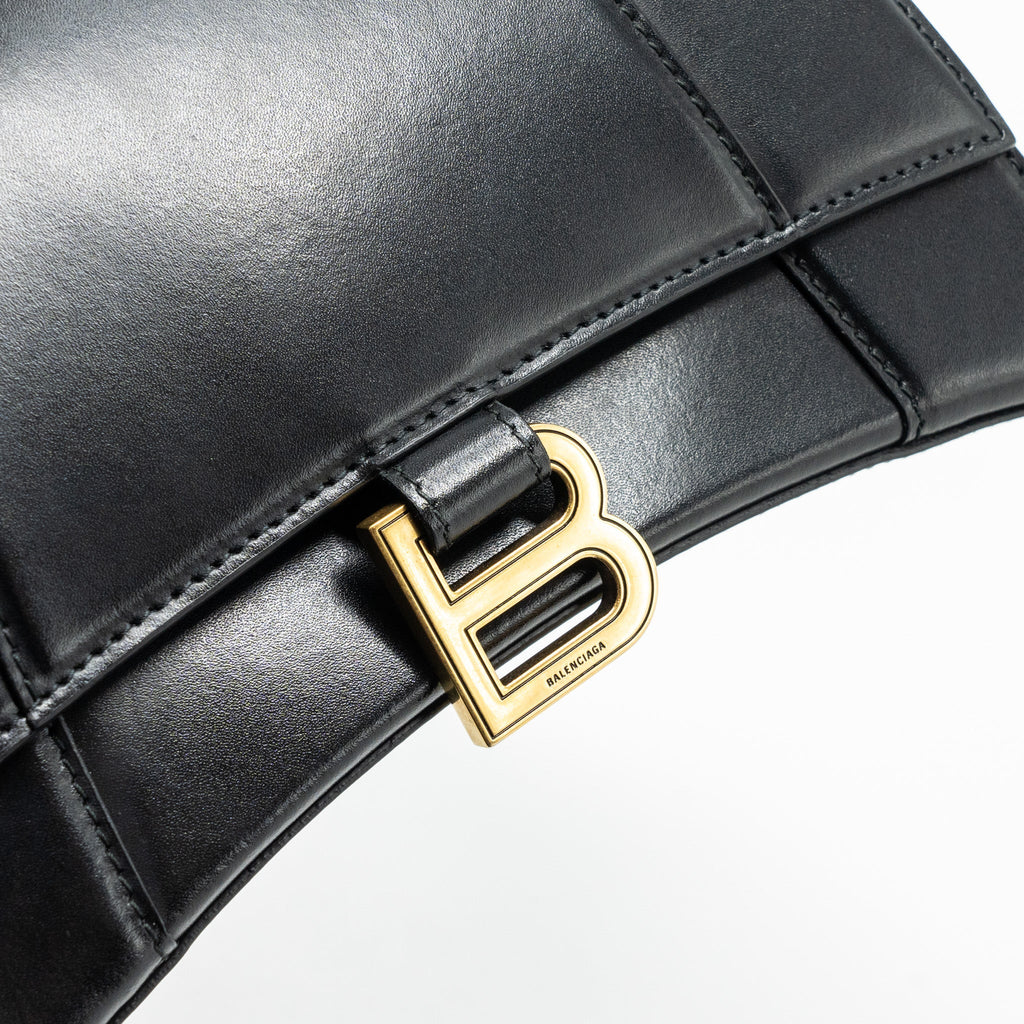 BALENCIAGA SMALL HOURGLASS BAG CALFSKIN BLACK GHW