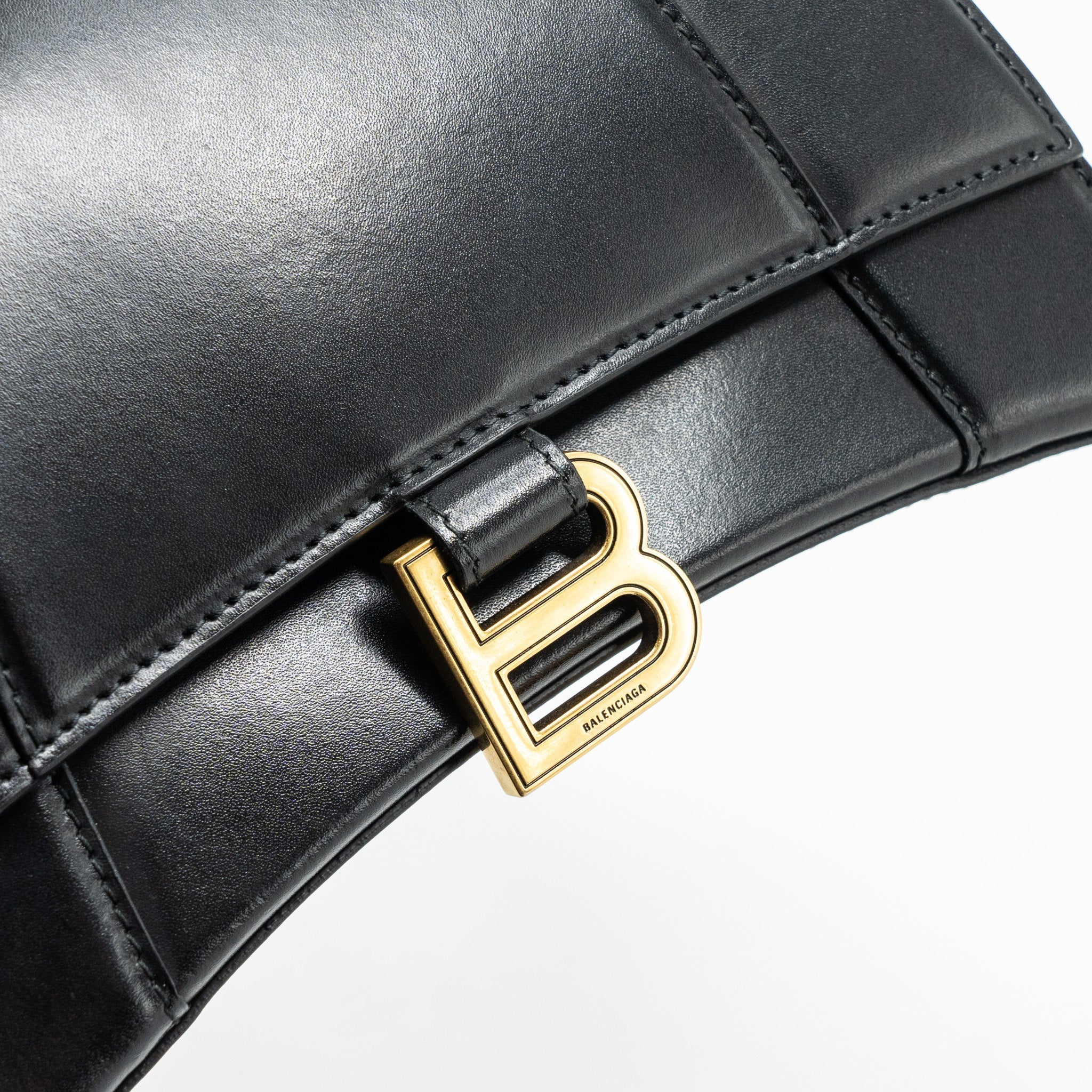 BALENCIAGA SMALL HOURGLASS BAG CALFSKIN BLACK GHW