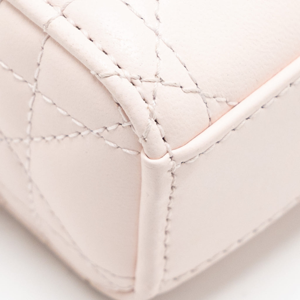 DIOR SMALL LADY D-JOY BAG CANNAGE LAMBSKIN POWDER PINK LGHW
