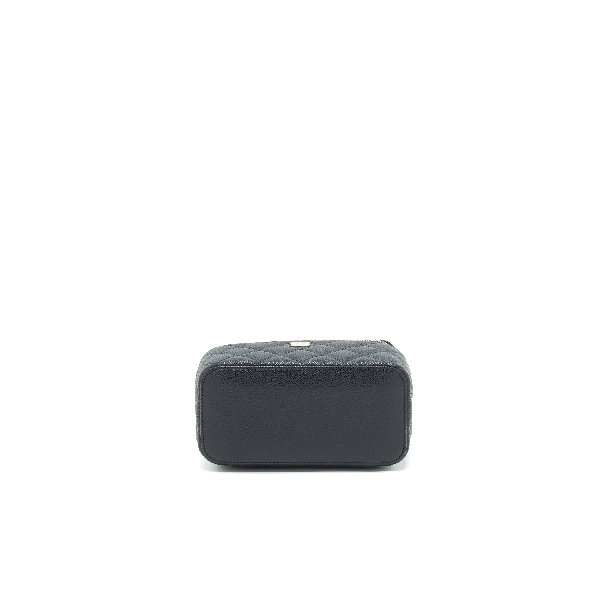 CHANEL SMALL LONG VANITY WITH CHAIN CAVIAR  BLACK LGHW