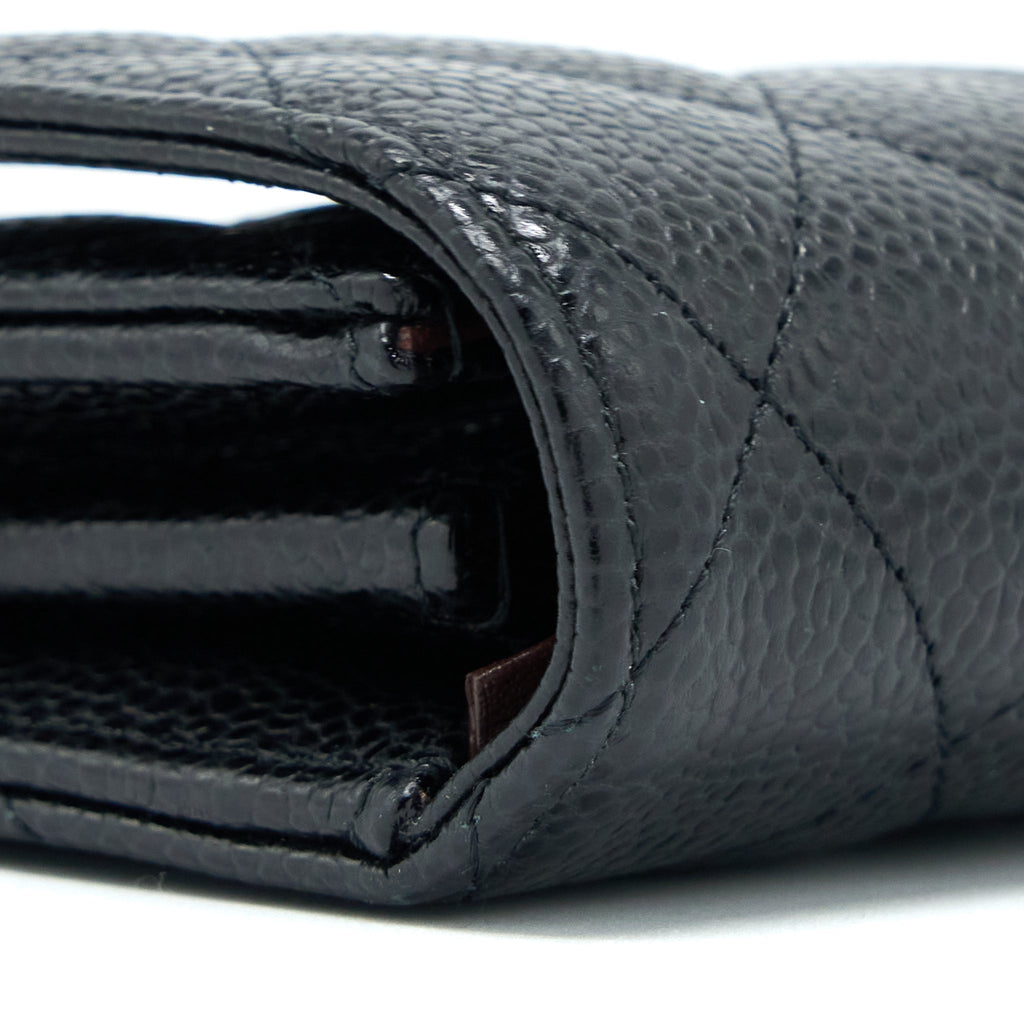 CHANEL CLASSIC FLAP LONG WALLET CAVIAR BLACK GHW