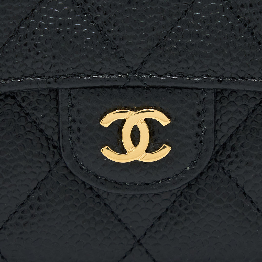 CHANEL CLASSIC FLAP LONG WALLET CAVIAR BLACK GHW