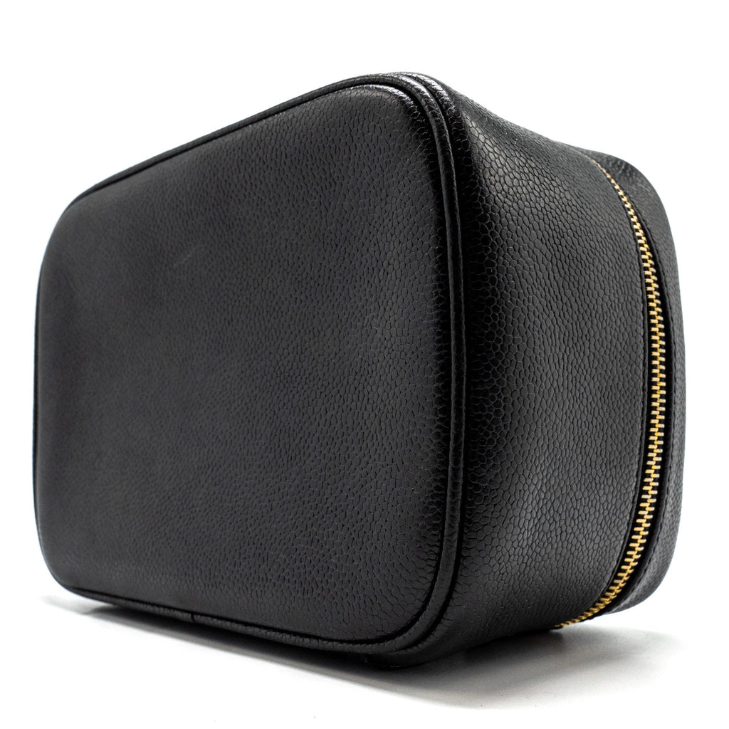 CHANEL VINTAGE VANITY CASE CAVIAR BLACK GHW