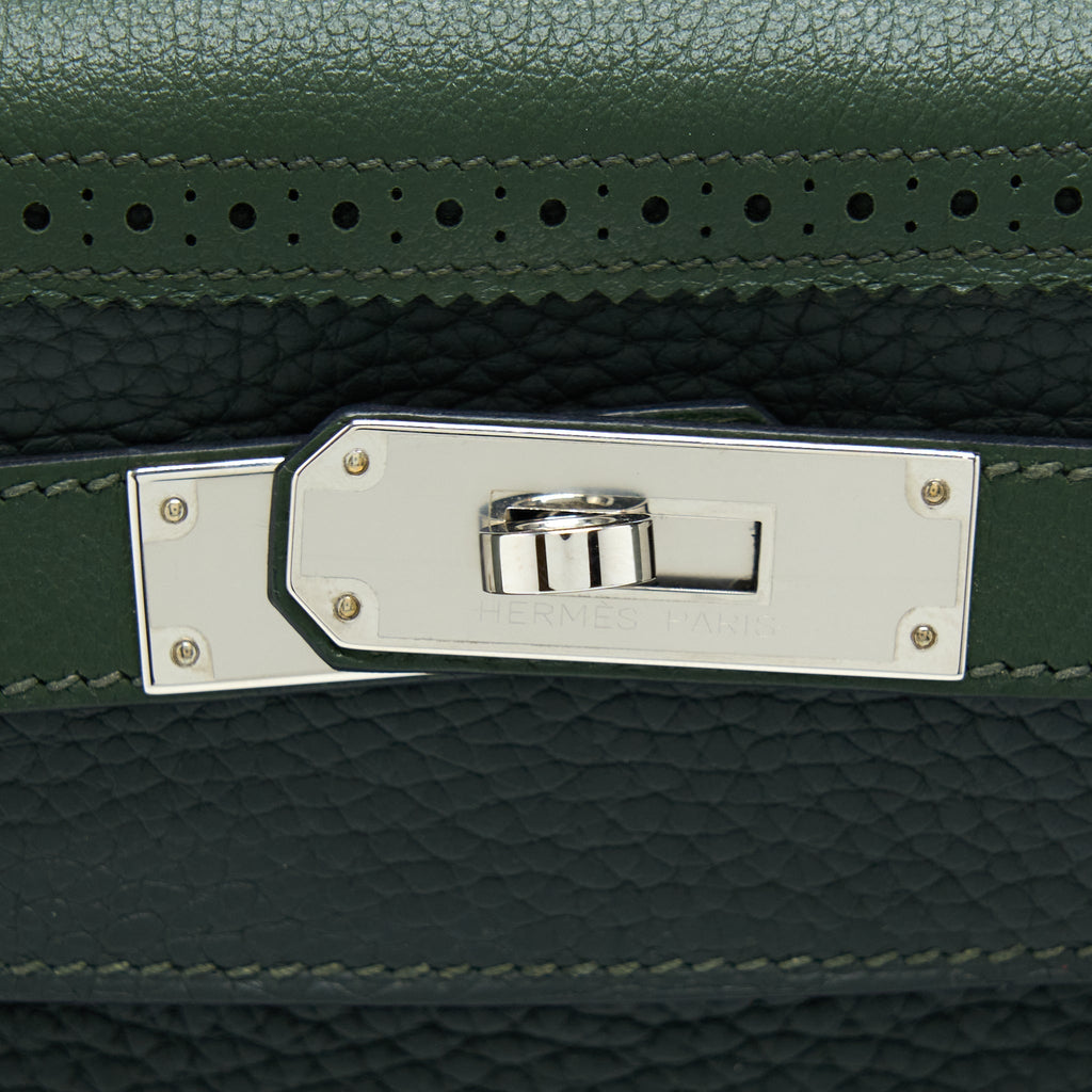 HERMES KELLY 32 GHILLIES CLEMENCE VERT FONCE/VERT ANGLAIS SHW