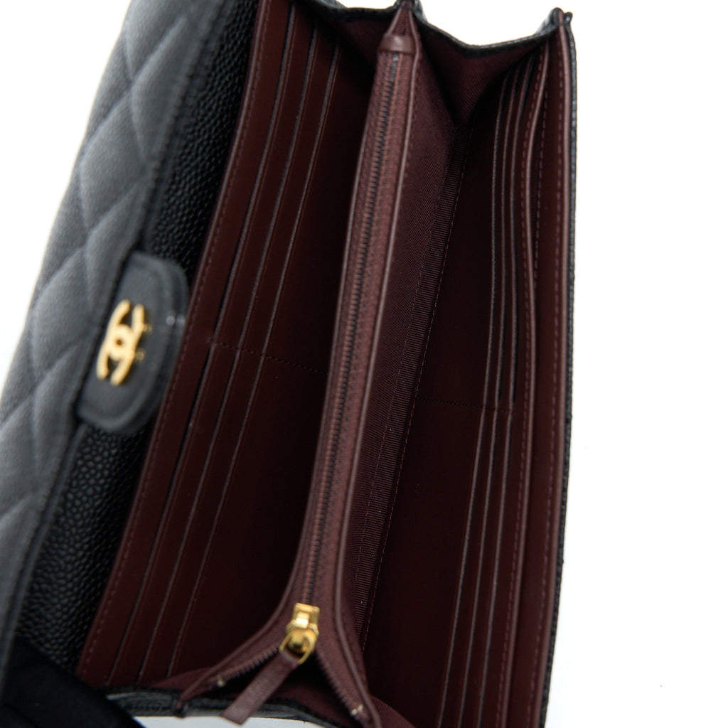 CHANEL CLASSIC FLAP LONG WALLET CAVIAR BLACK GHW