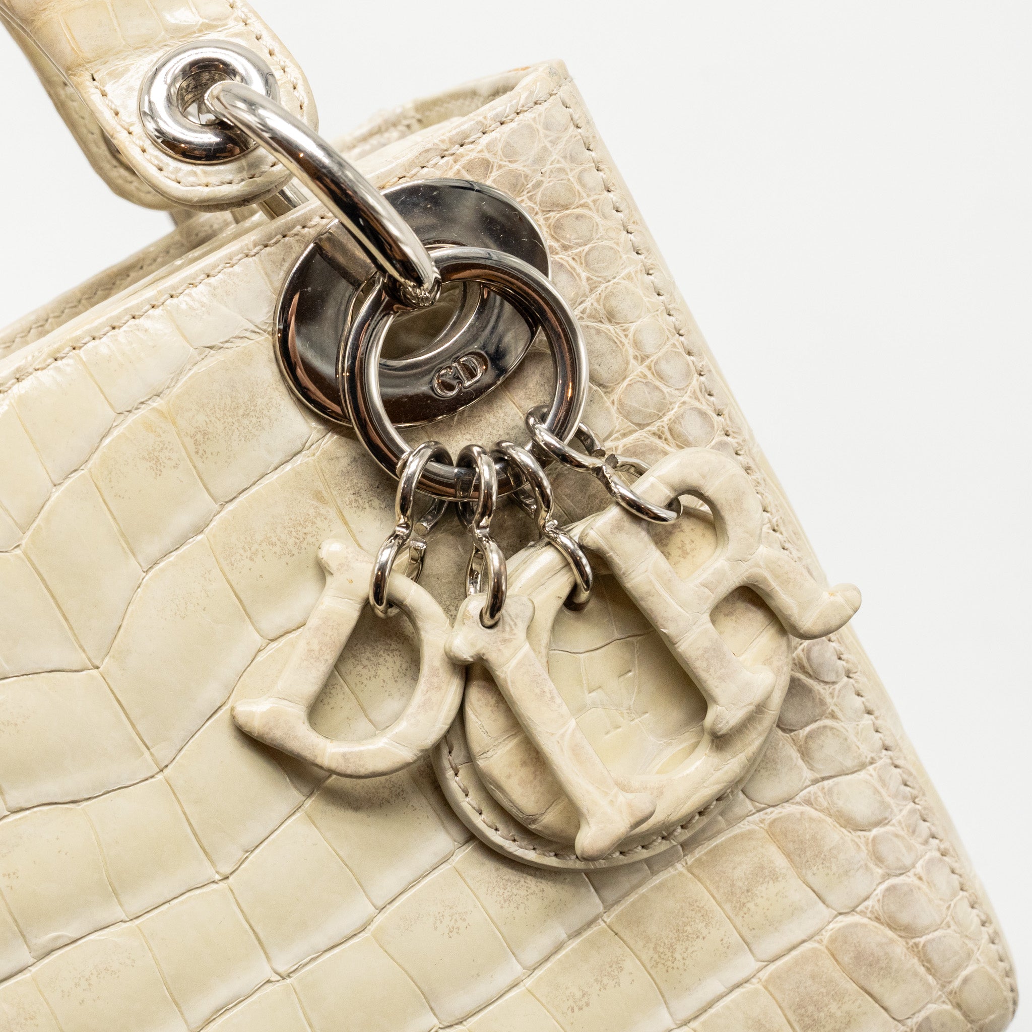 DIOR MINI LADY DIOR HIMALAYAN CROCODILE WHITE SHW