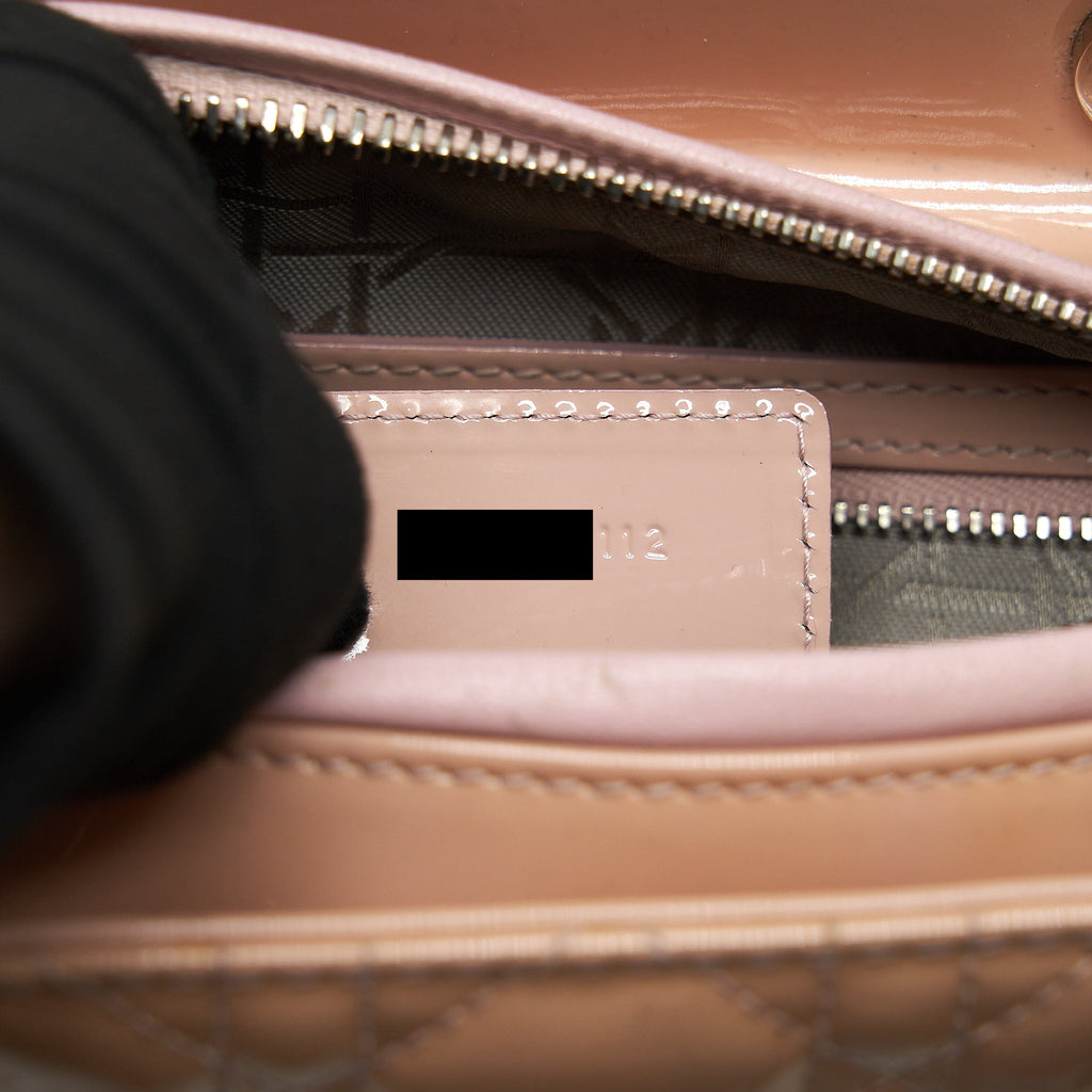DIOR MEDIUM LADY DIOR BAG PATENT LIGHT PINK SHW