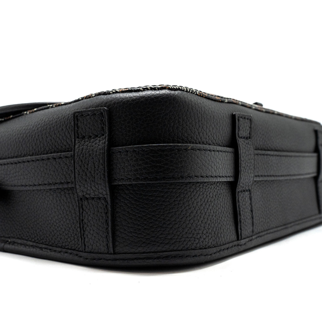 GOYARD BELVEDERE MM MESSENGER BAG GOYARDINE CANVAS/CALFSKIN BLACK SHW