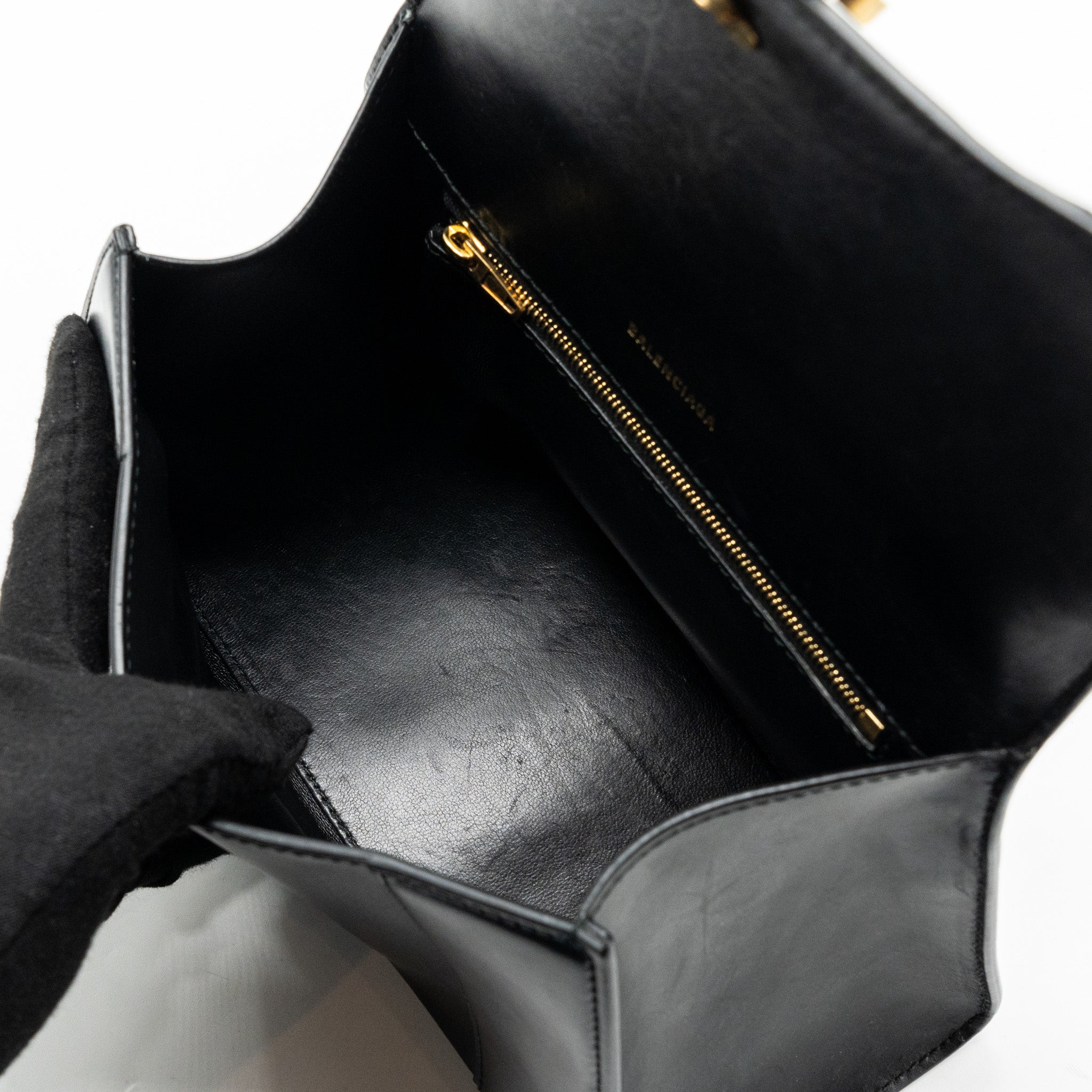 BALENCIAGA SMALL HOURGLASS BAG CALFSKIN BLACK GHW