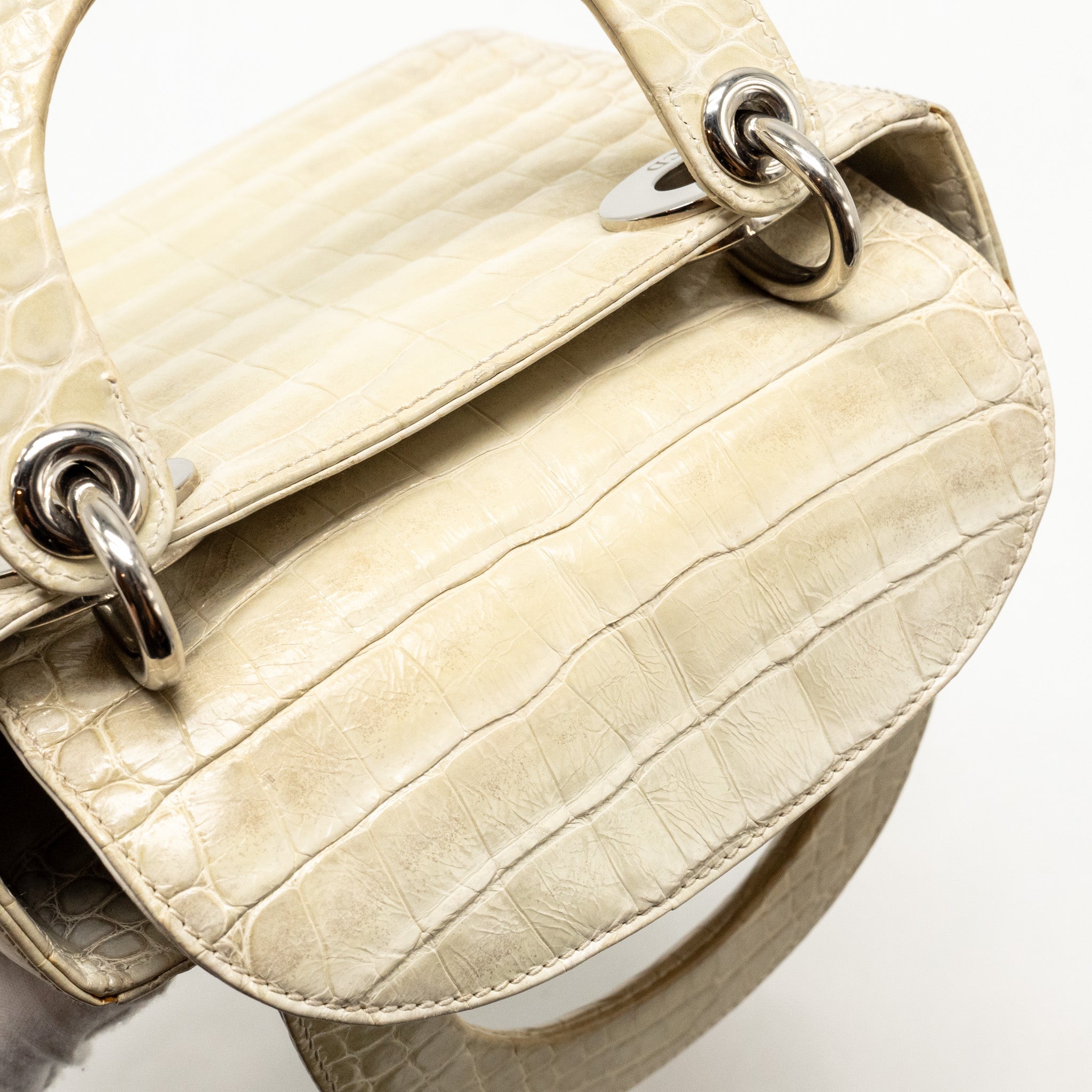 DIOR MINI LADY DIOR HIMALAYAN CROCODILE WHITE SHW