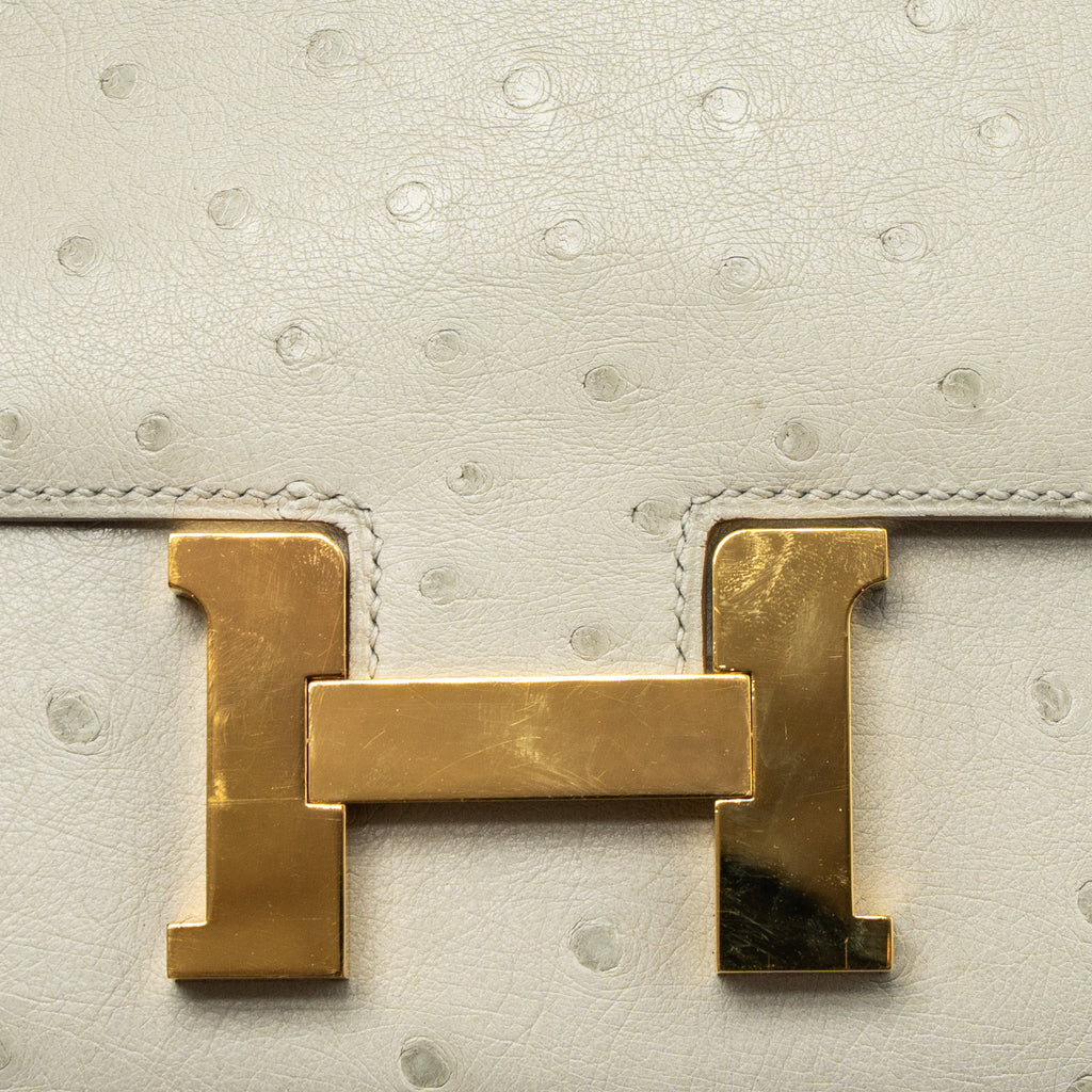 HERMES MINI CONSTANCE OSTRICH GRIS PERLE GHW