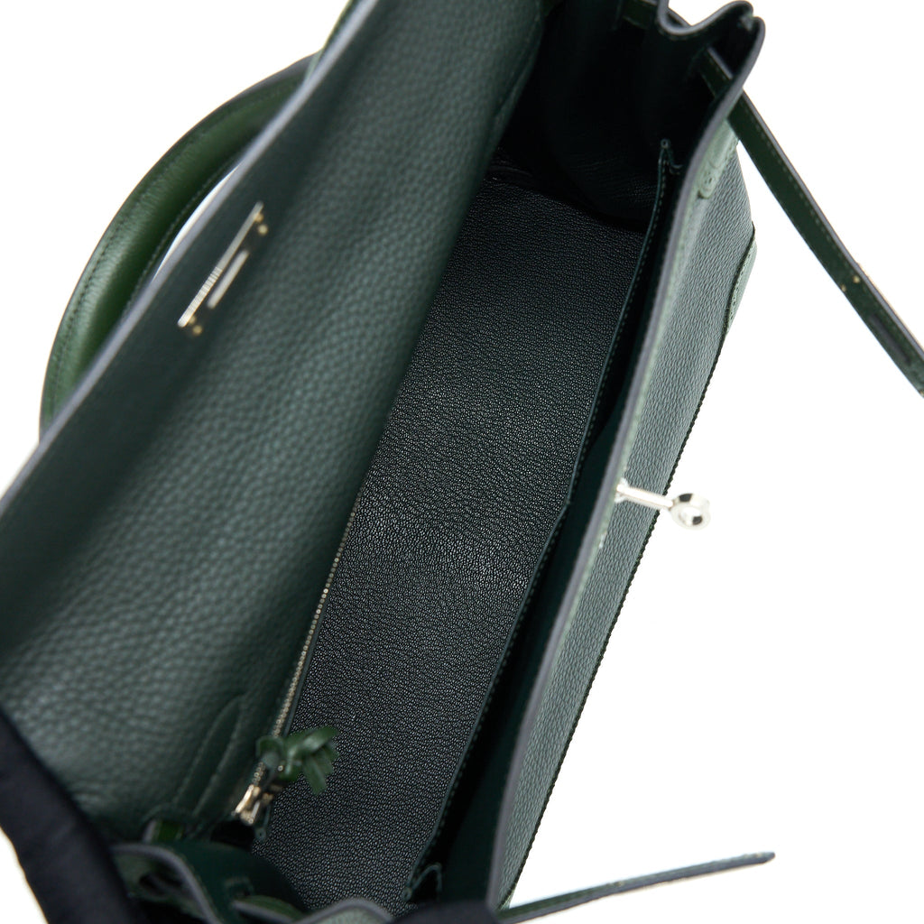 HERMES KELLY 32 GHILLIES CLEMENCE VERT FONCE/VERT ANGLAIS SHW
