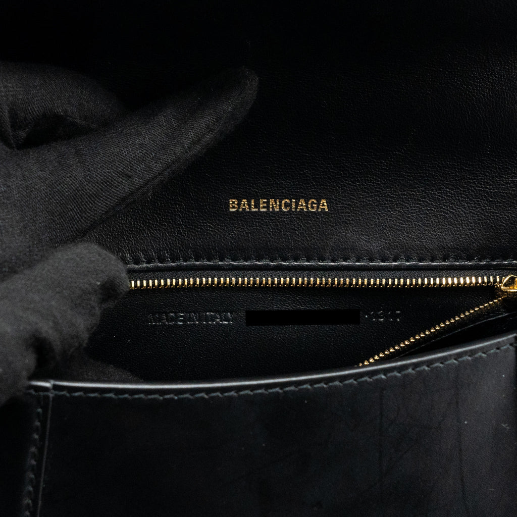 BALENCIAGA SMALL HOURGLASS BAG CALFSKIN BLACK GHW