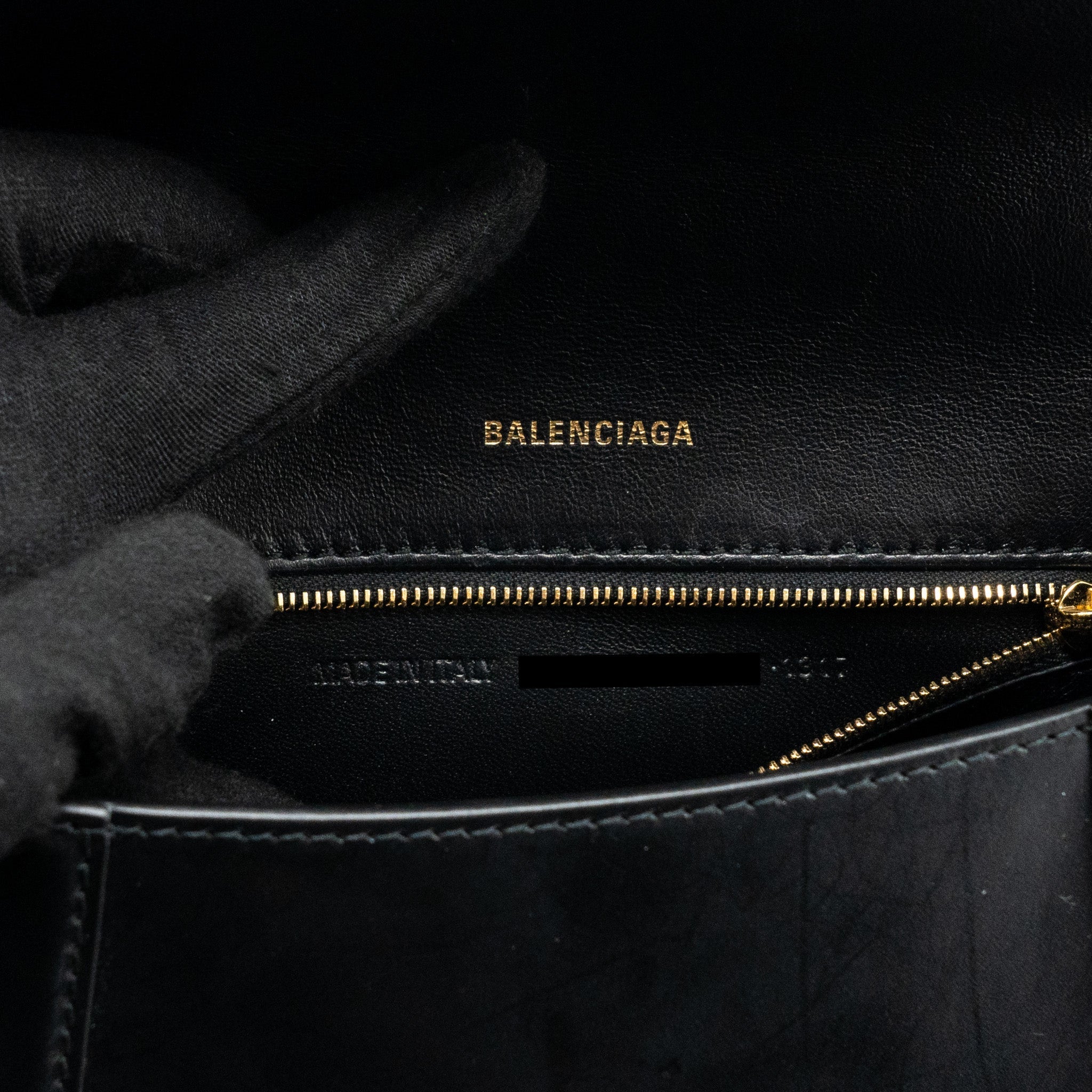 BALENCIAGA SMALL HOURGLASS BAG CALFSKIN BLACK GHW