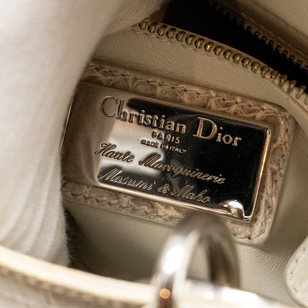 DIOR MINI LADY DIOR HIMALAYAN CROCODILE WHITE SHW