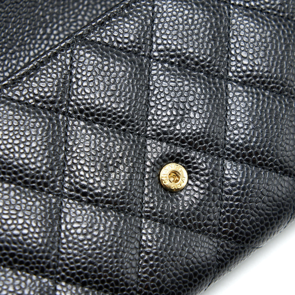 CHANEL CLASSIC FLAP LONG WALLET CAVIAR BLACK GHW