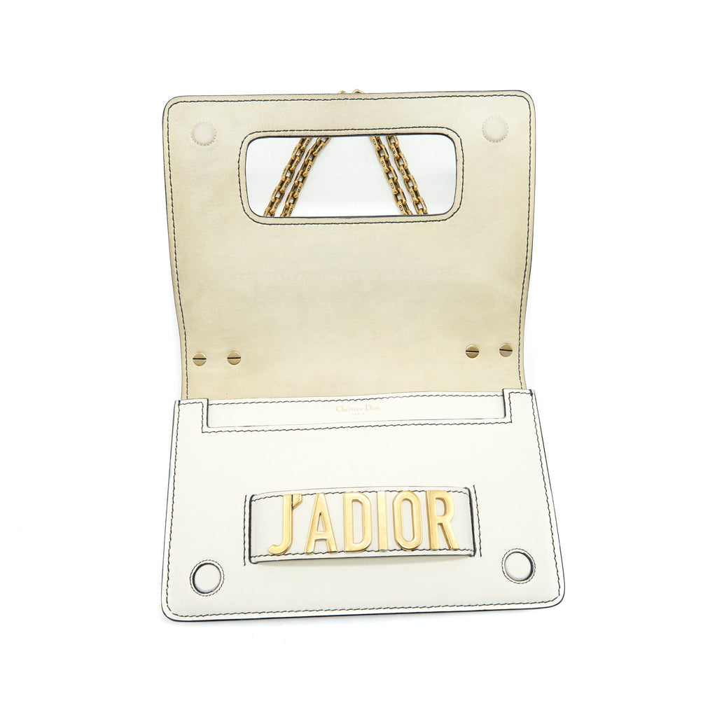 DIOR J'ADIOR FLAP BAG CHAIN BAG CLUTCH WHITE GHW