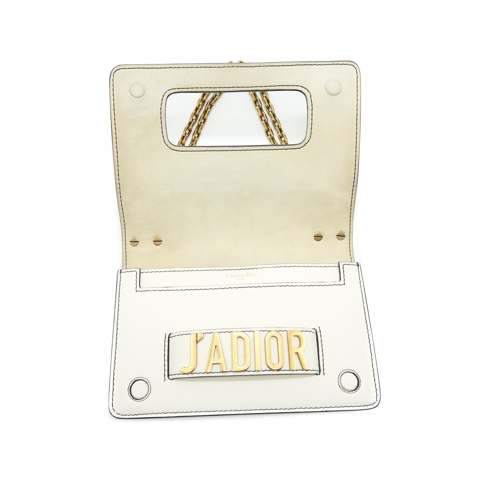 DIOR J'ADIOR FLAP BAG CHAIN BAG CLUTCH WHITE GHW