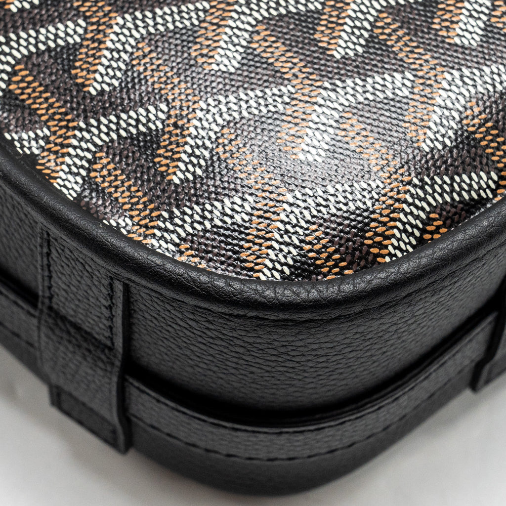 GOYARD BELVEDERE MM MESSENGER BAG GOYARDINE CANVAS/CALFSKIN BLACK SHW