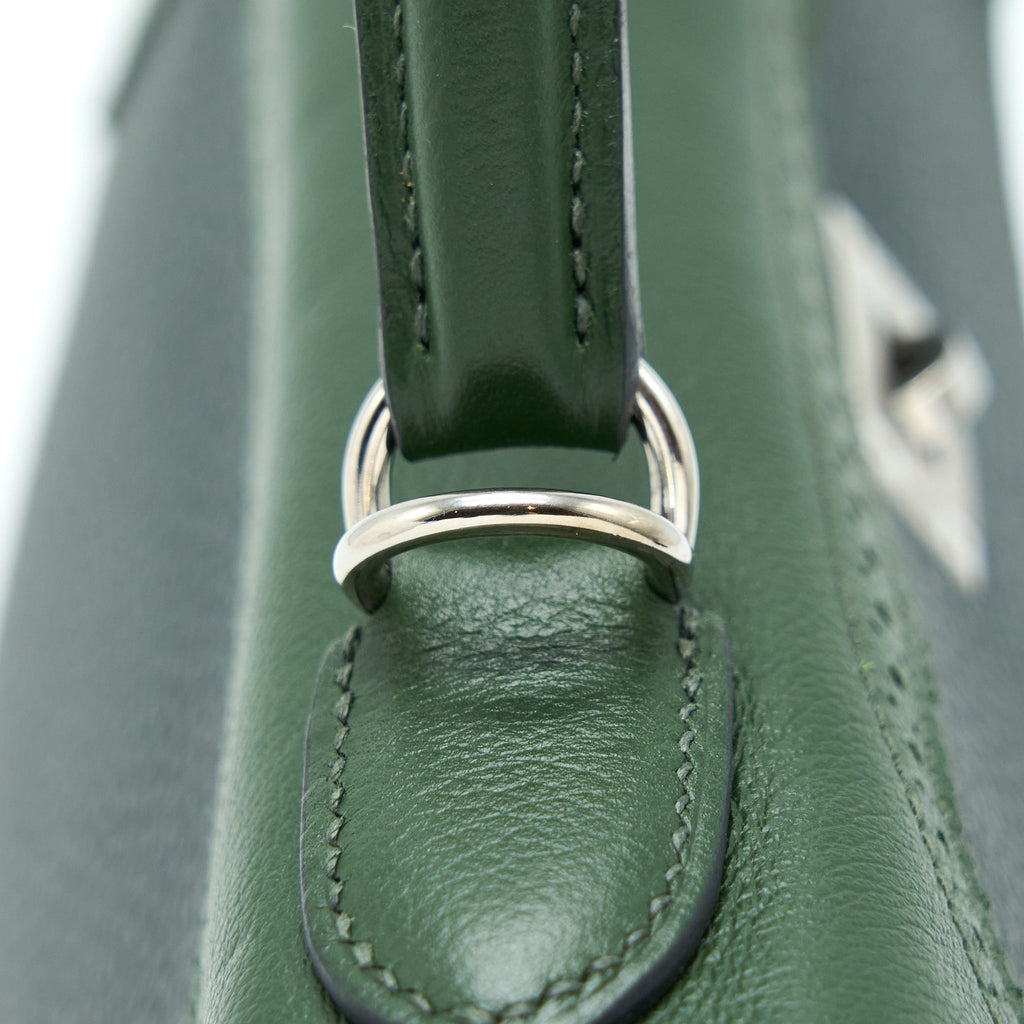 HERMES KELLY 32 GHILLIES CLEMENCE VERT FONCE/VERT ANGLAIS SHW
