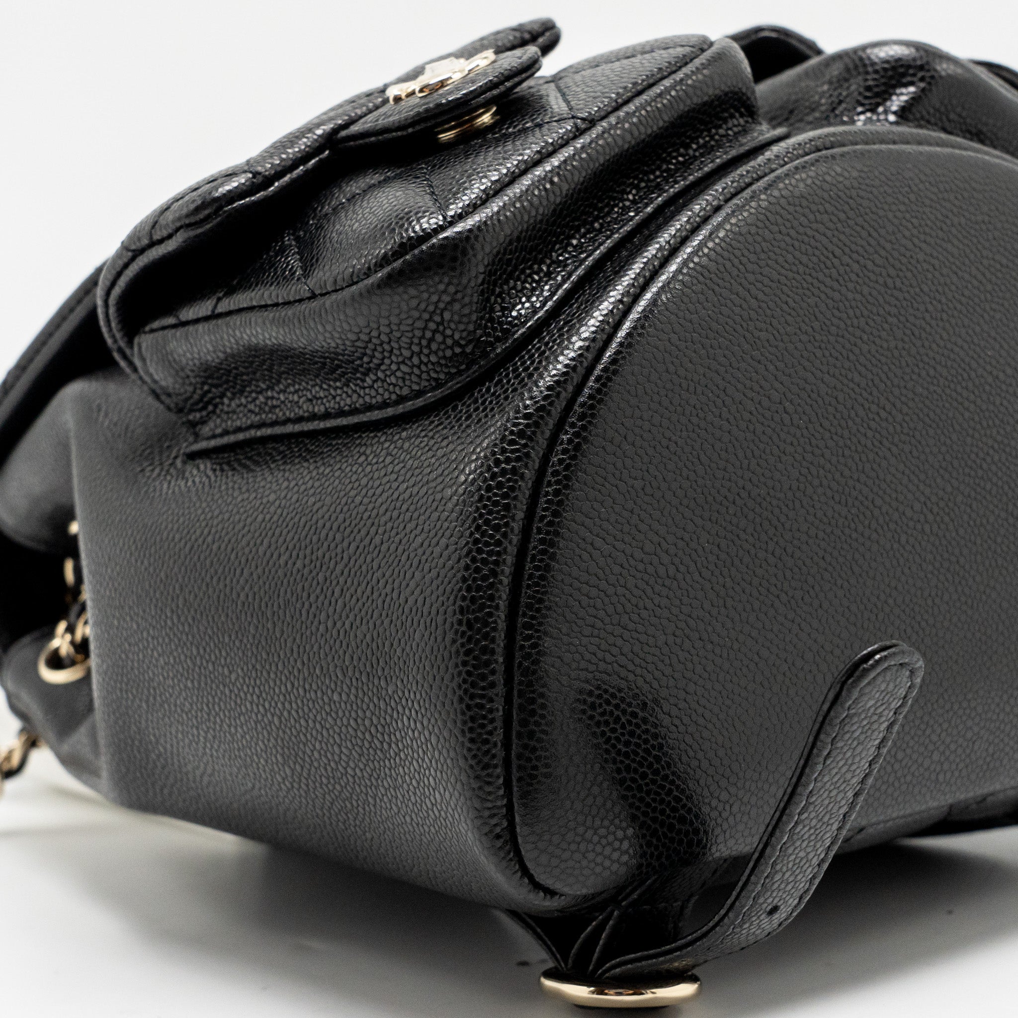 CHANEL TRIPLE PACK DUMA BACKPACK CAVIAR BLACK LGHW (MICROCHIP)