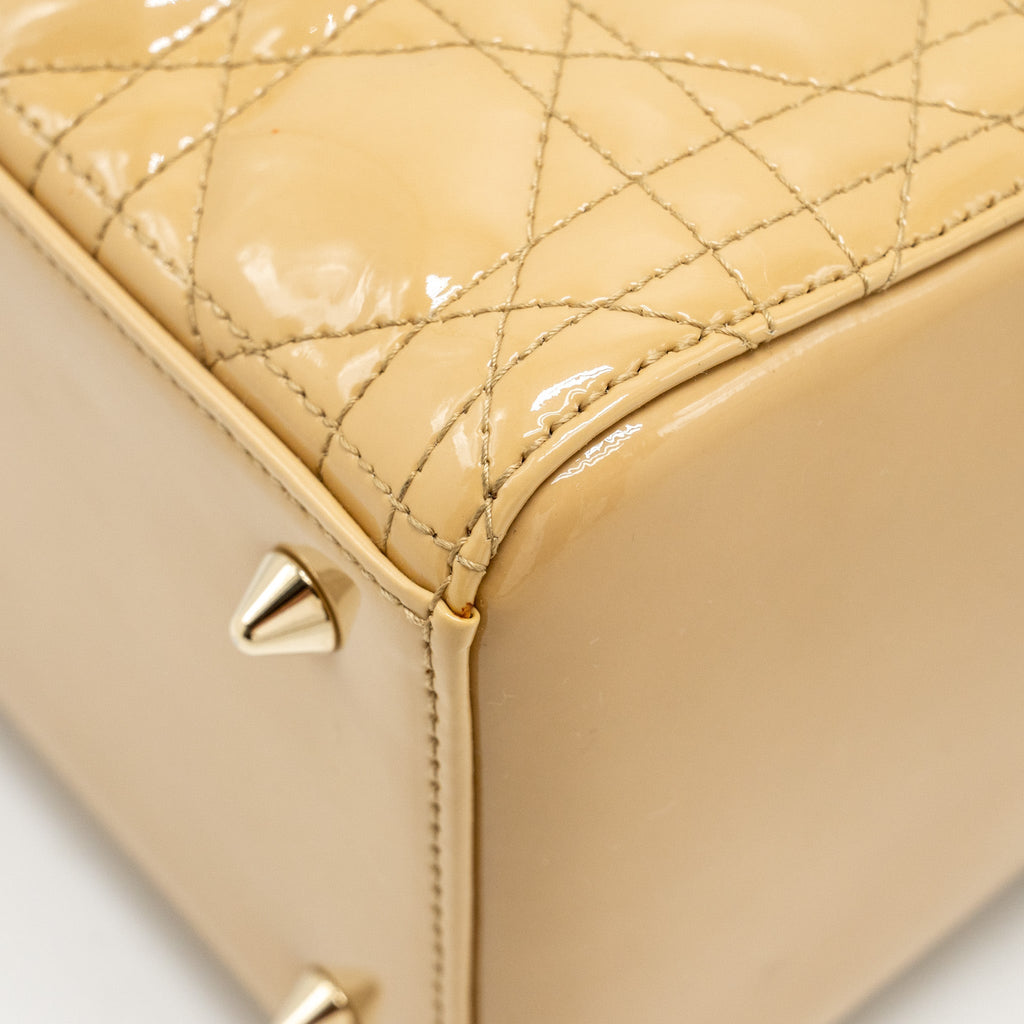 DIOR MEDIUM LADY DIOR PATENT BEIGE GHW