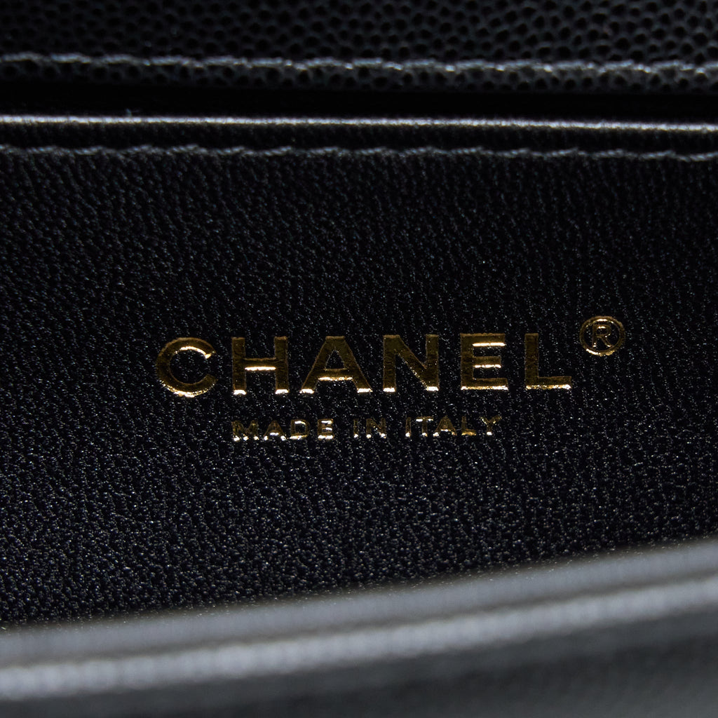 CHANEL SMALL BOY BAG CAVIAR BLACK GHW (MICROCHIP )