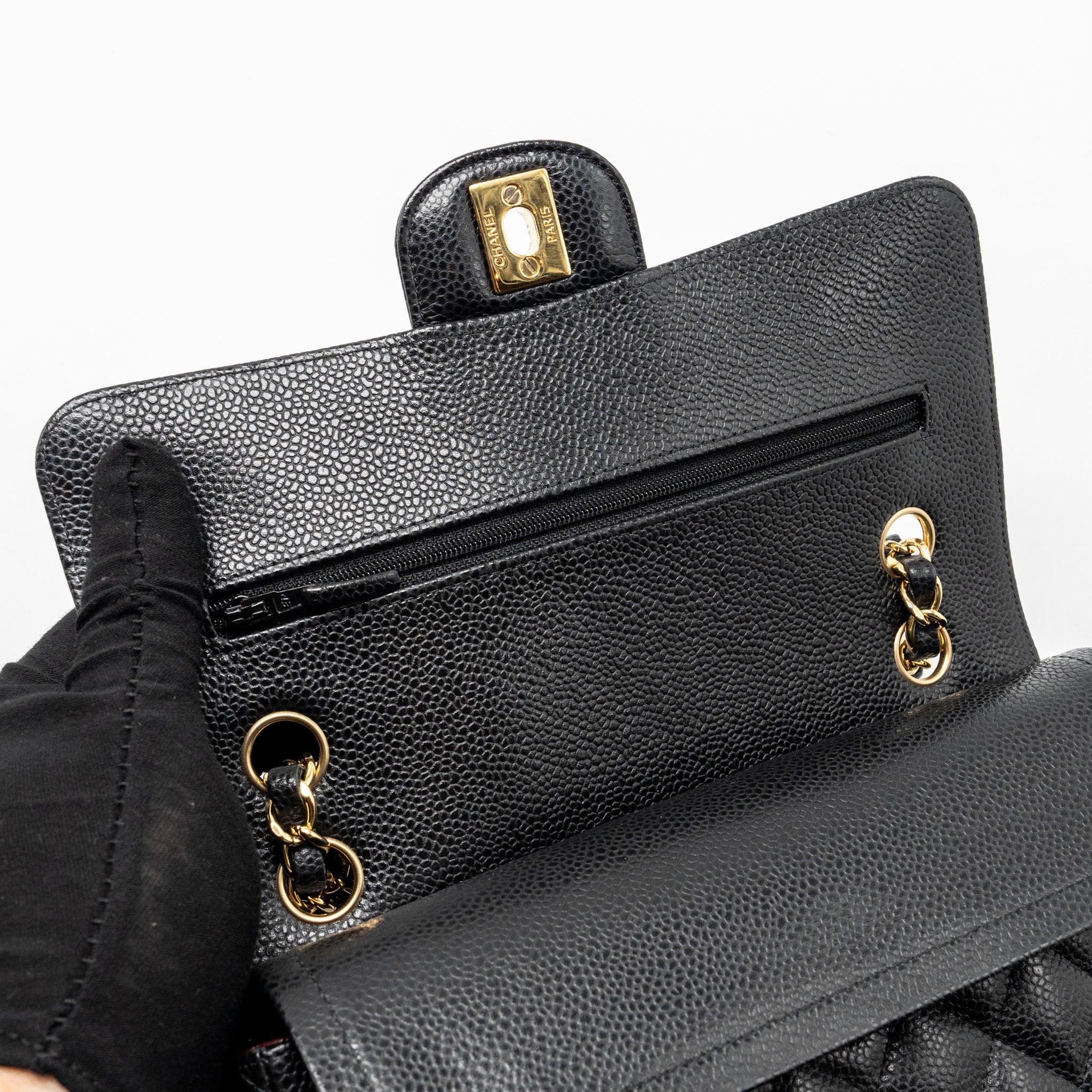 CHANEL SMALL CLASSIC DOUBLE FLAP BAG CAVIAR BLACK GHW