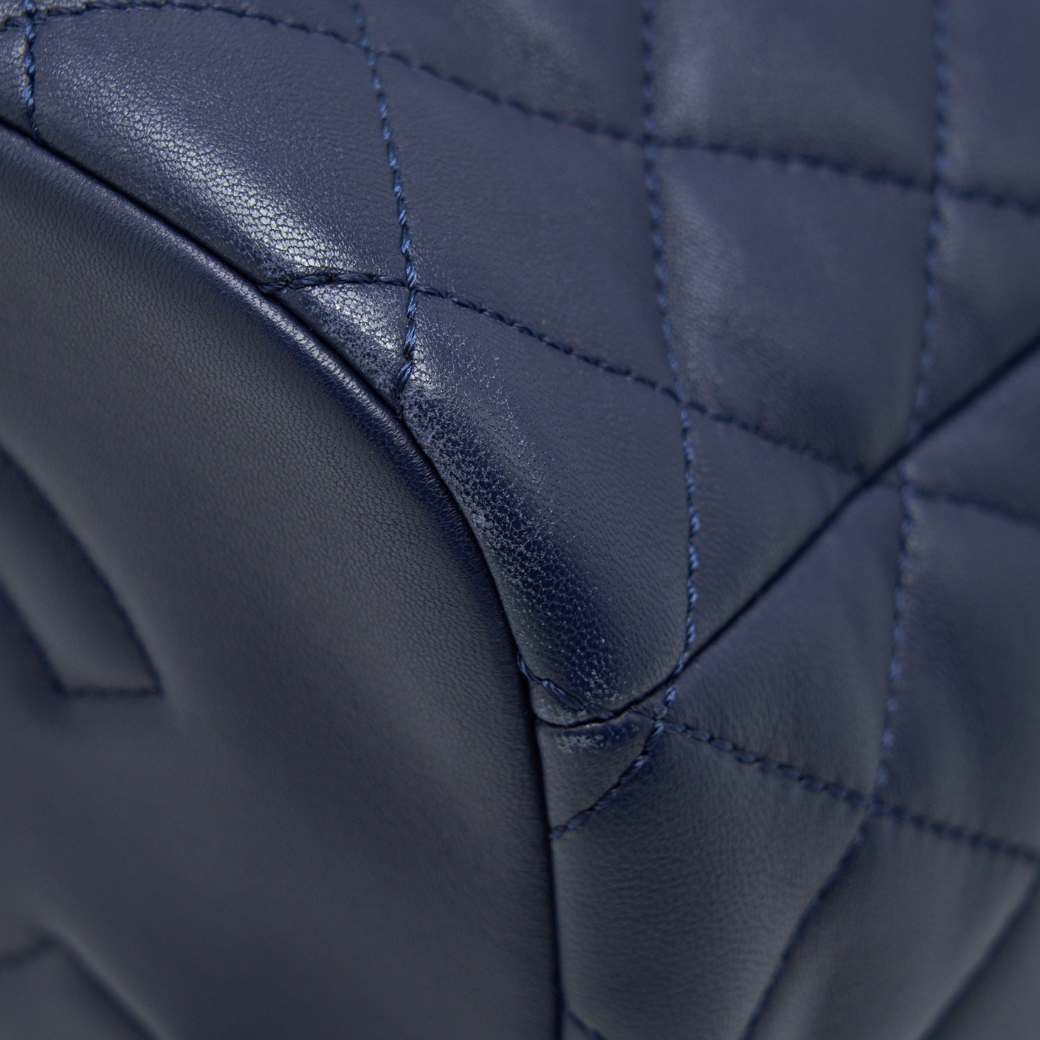 CHANEL QUILTED BACKPACK NAVY BLUE RUTHENIUM SHW