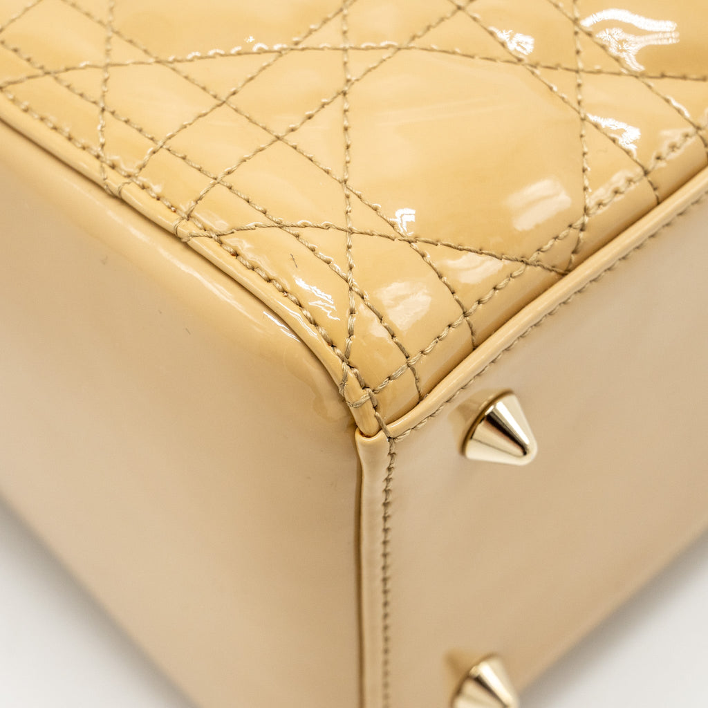 DIOR MEDIUM LADY DIOR PATENT BEIGE GHW