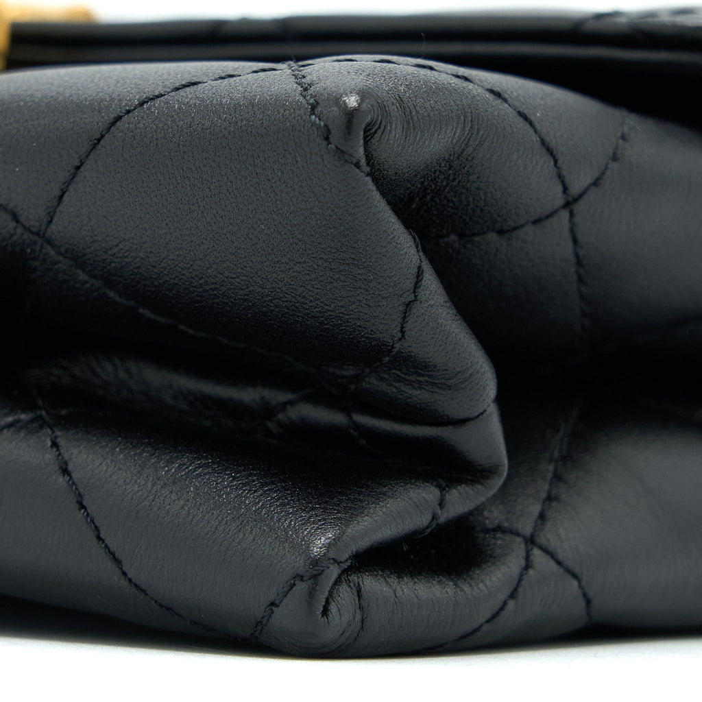 CHANEL 22S SEASONAL FLAP BAG CALFSKIN BLACK BRUSHED GHW