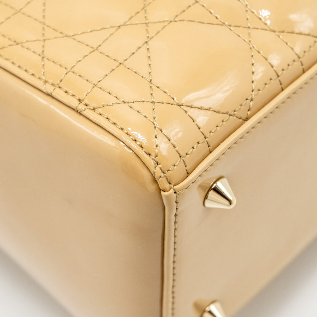 DIOR MEDIUM LADY DIOR PATENT BEIGE GHW