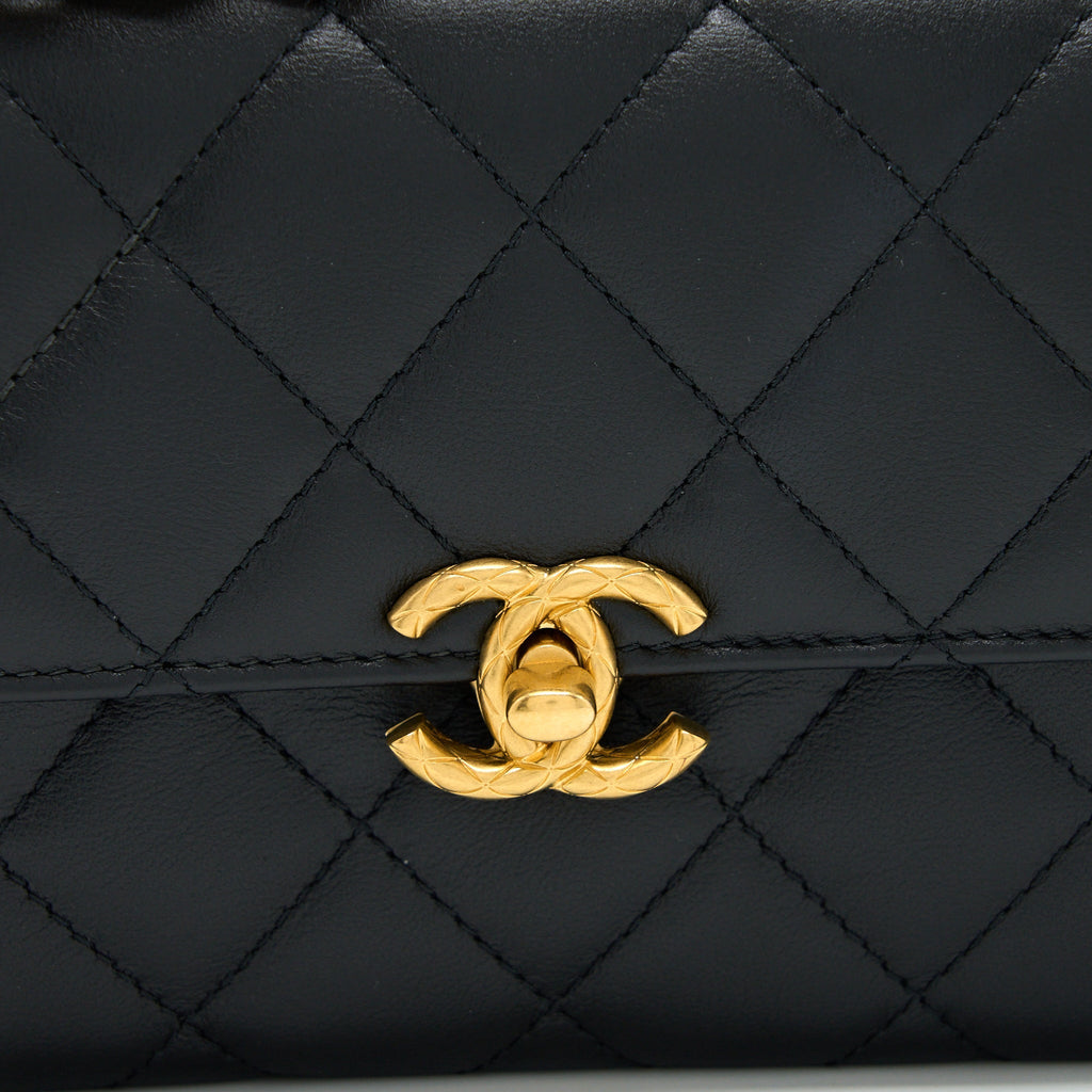 CHANEL 22S SEASONAL FLAP BAG CALFSKIN BLACK BRUSHED GHW