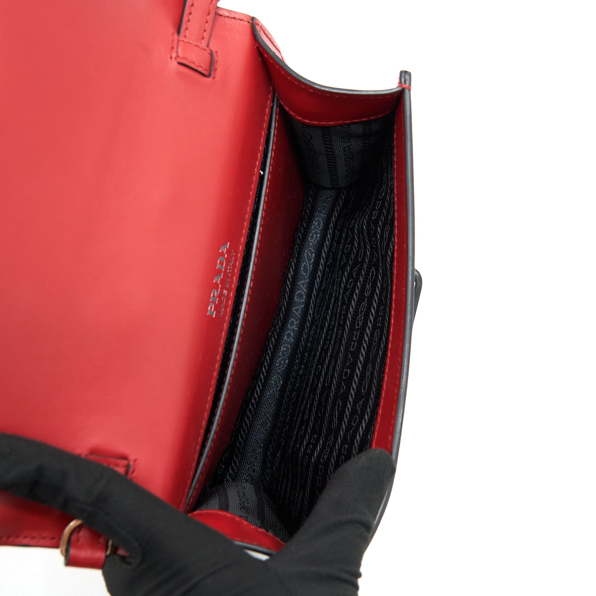 PRADA PLEX RIBBON BAG RED GHW