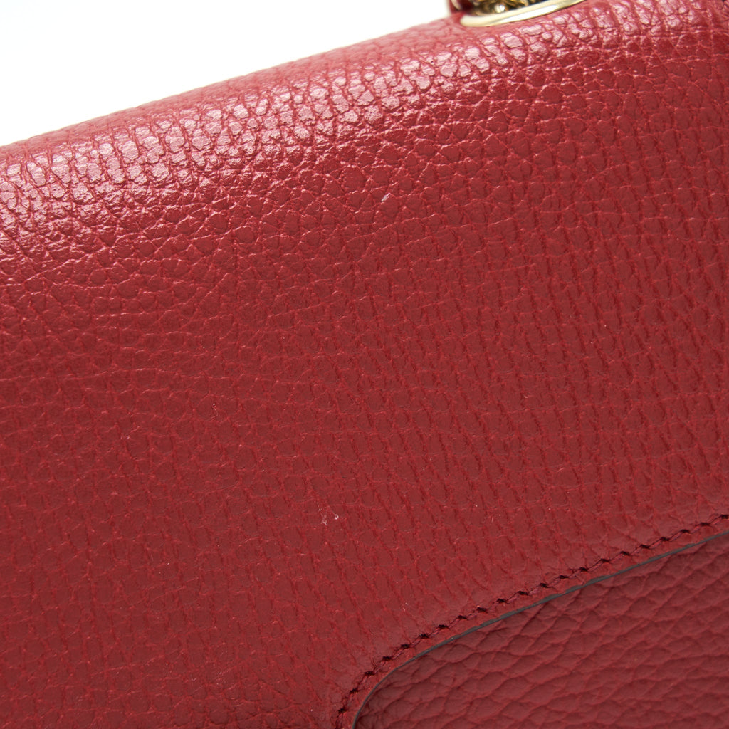 GUCCI GG INTERLOCKING SMALL CHAIN CROSSBODY BAG RED WITH LGHW