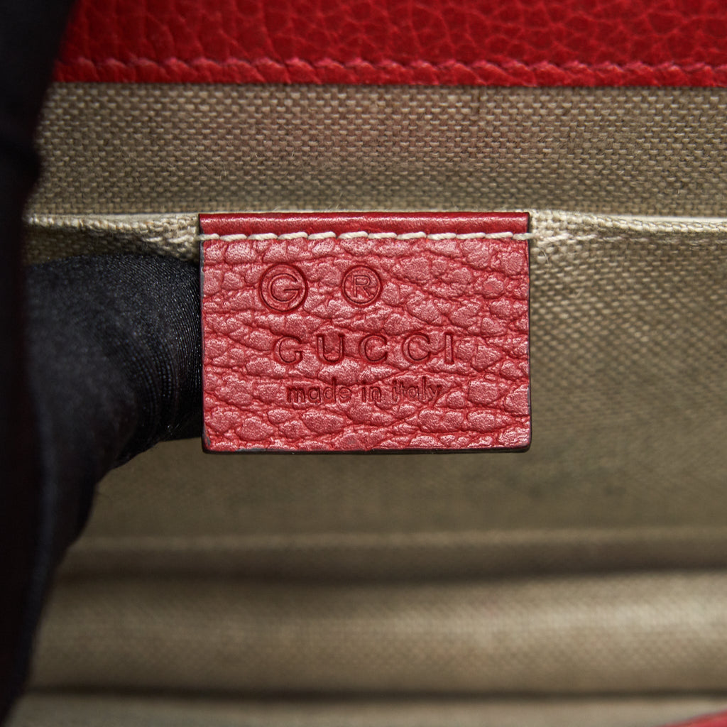 GUCCI GG INTERLOCKING SMALL CHAIN CROSSBODY BAG RED WITH LGHW